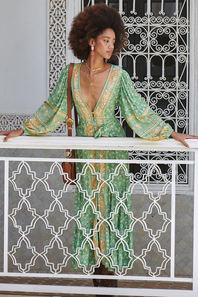 Avelena | Splice Bedrucktes Maxikleid mit Knöpfen