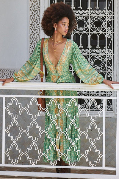 Avelena | Splice Bedrucktes Maxikleid mit Knöpfen