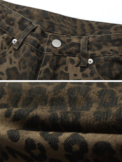 Morvessa – Weite Jeans mit Leopardenmuster