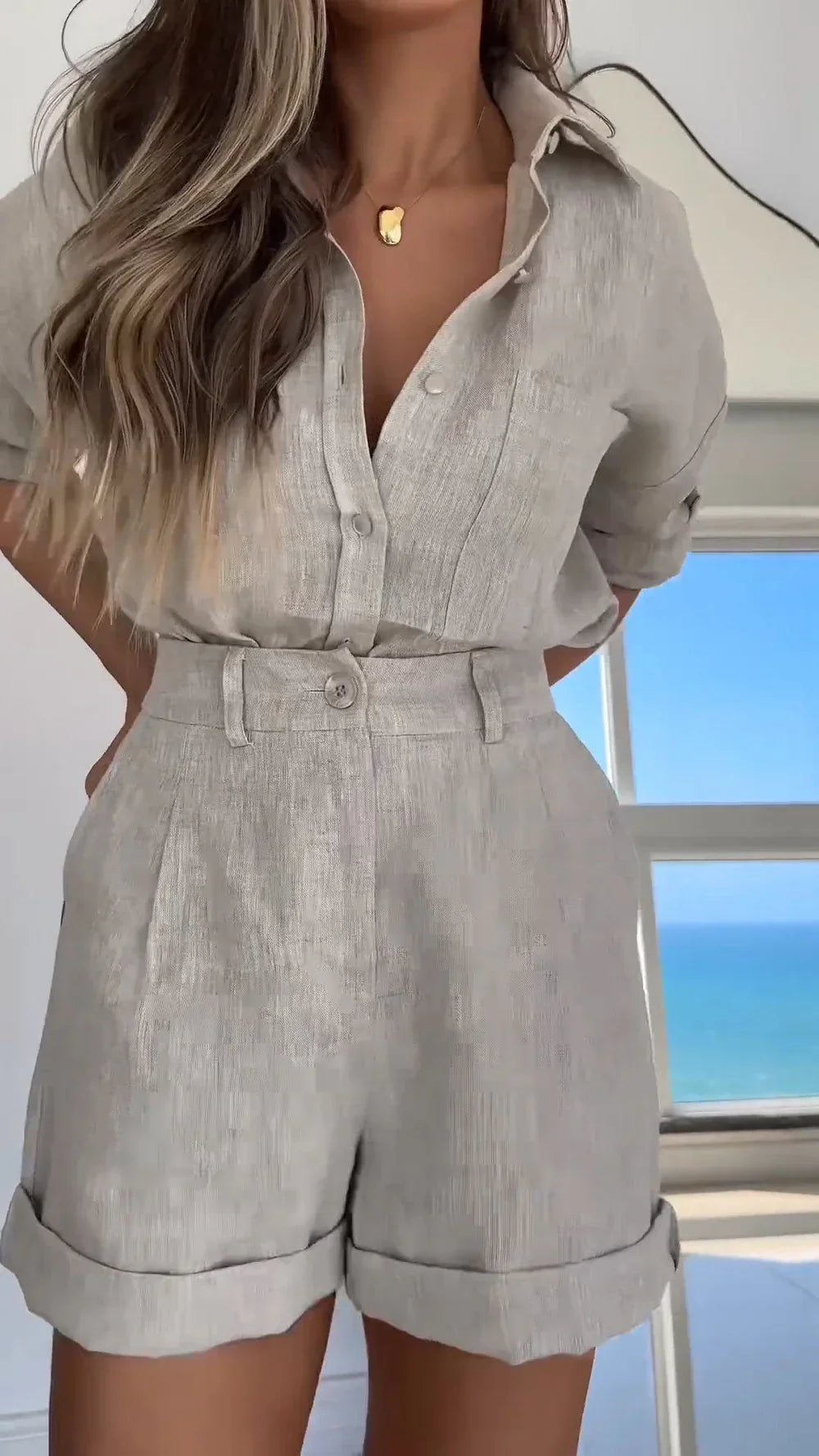 Selenith – Elegantes zweiteiliges Leinen-Set