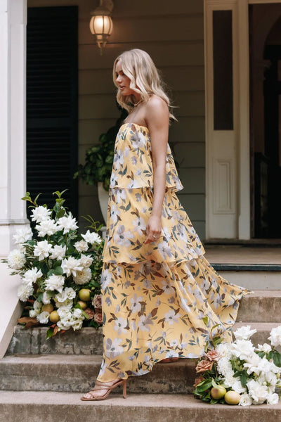 Avelena | Mehrlagiges Trägerloses Maxikleid