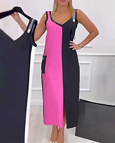 Elyssa – Elegantes Midikleid im Colorblock-Look