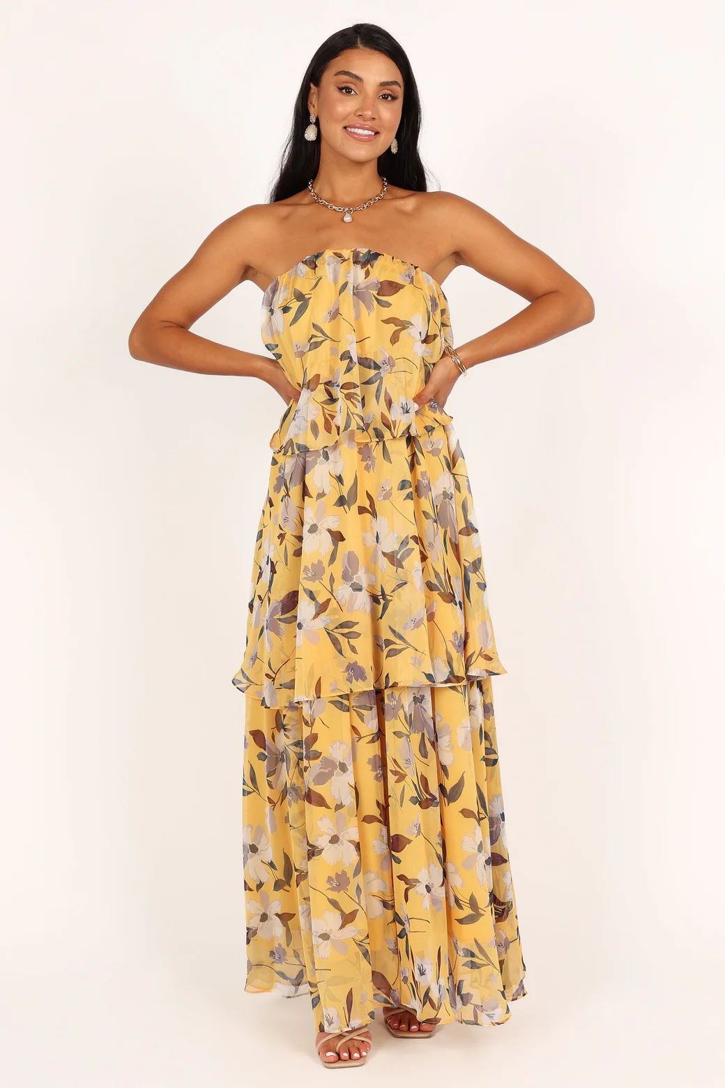 Avelena | Mehrlagiges Trägerloses Maxikleid