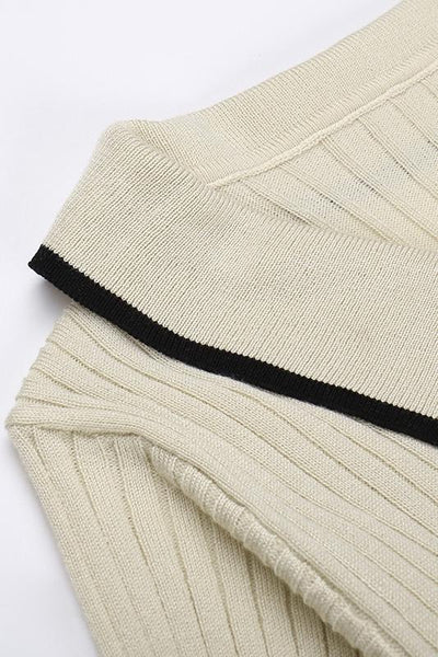Avelena | Kontrast-Polo-Strick-Midikleid