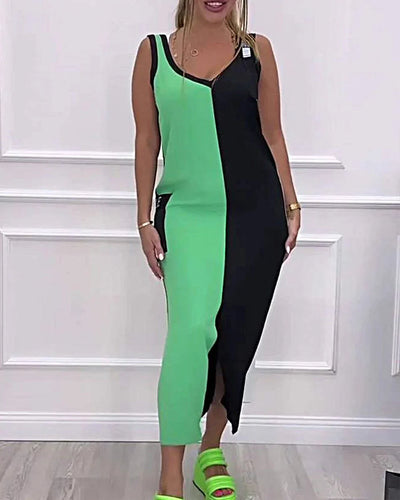 Elyssa – Elegantes Midikleid im Colorblock-Look