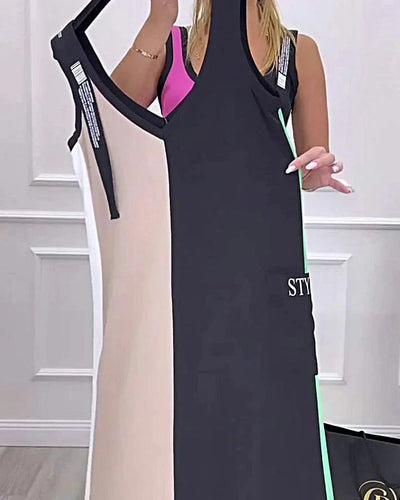 Elyssa – Elegantes Midikleid im Colorblock-Look