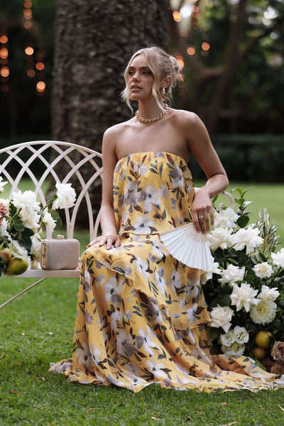 Avelena | Mehrlagiges Trägerloses Maxikleid