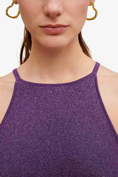 Avelena | Neckholder Minikleid aus Glitzerndem Strick