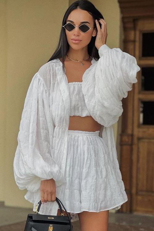 Avelena | Dreiteiliges Set aus Strukturiertem Chiffon
