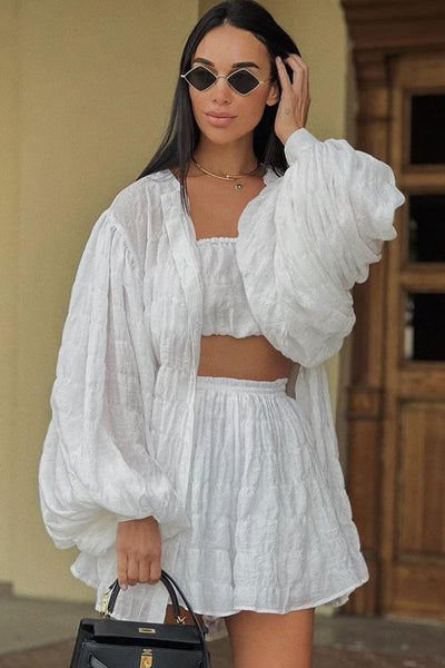 Avelena | Dreiteiliges Set aus Strukturiertem Chiffon
