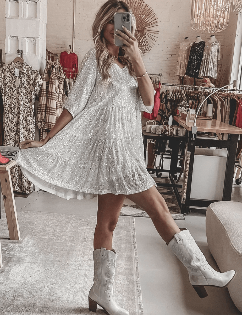 Avelena | Stylisches Schlankmachendes Pailetten Kleid