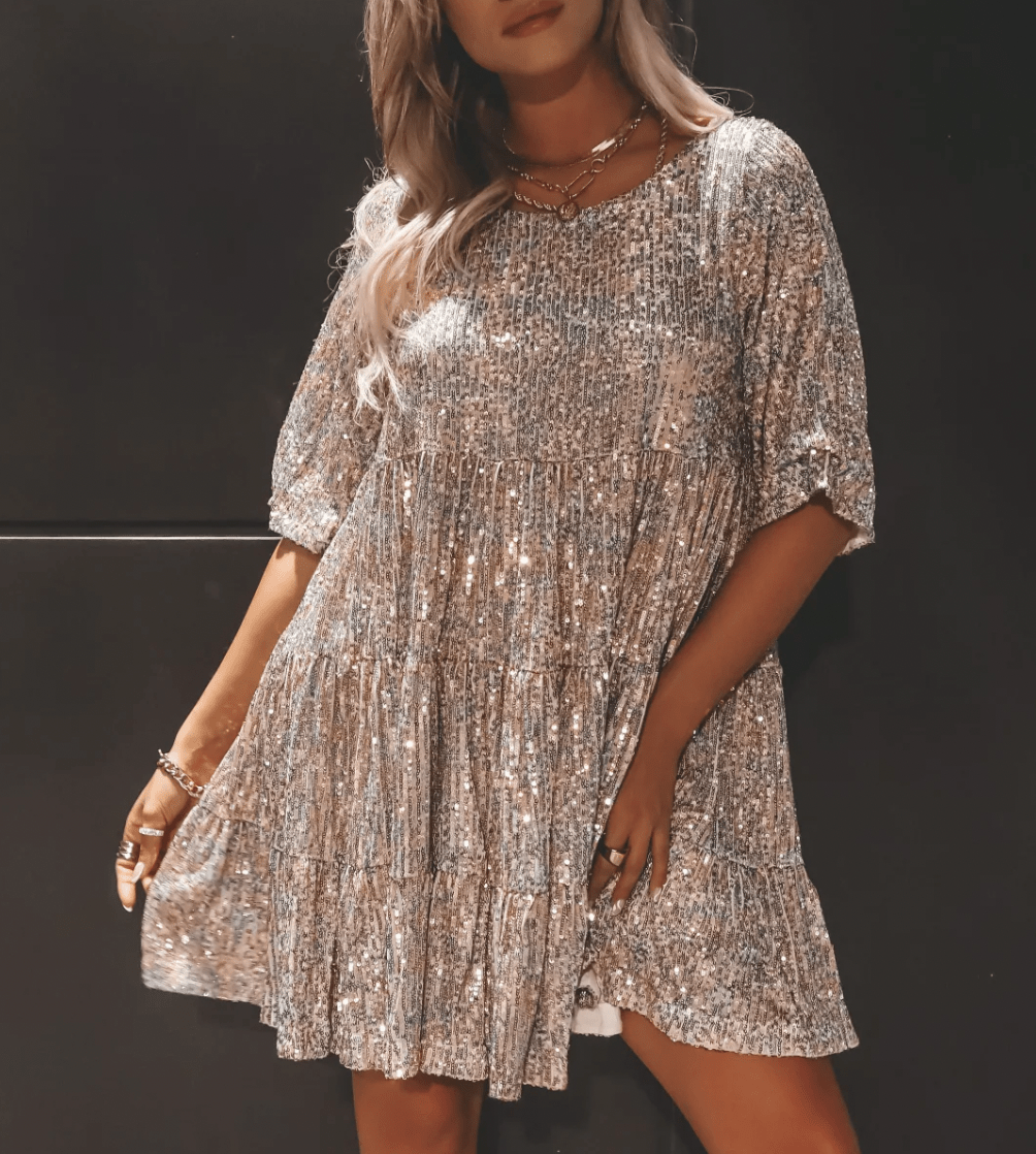 Avelena | Stylisches Schlankmachendes Pailetten Kleid