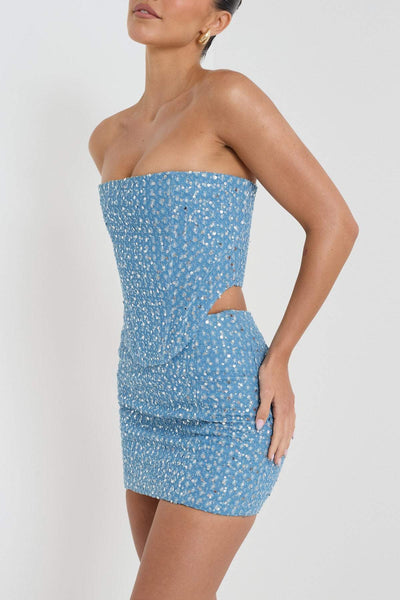 Avelena | Pailletten Denim Rock Set