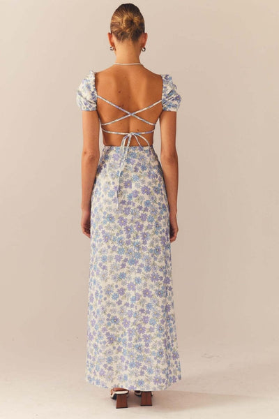 Avelena | Bedrucktes Rückenfreies Maxikleid