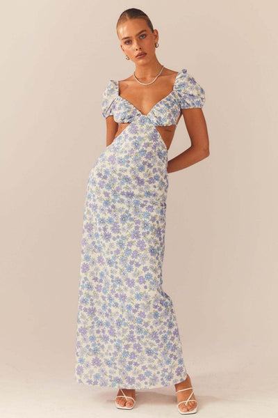 Avelena | Bedrucktes Rückenfreies Maxikleid