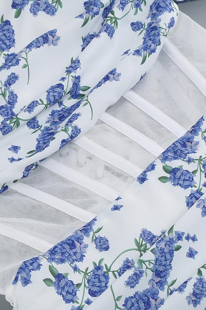 Avelena | Bedrucktes Schulterfreies Korsett-Minikleid