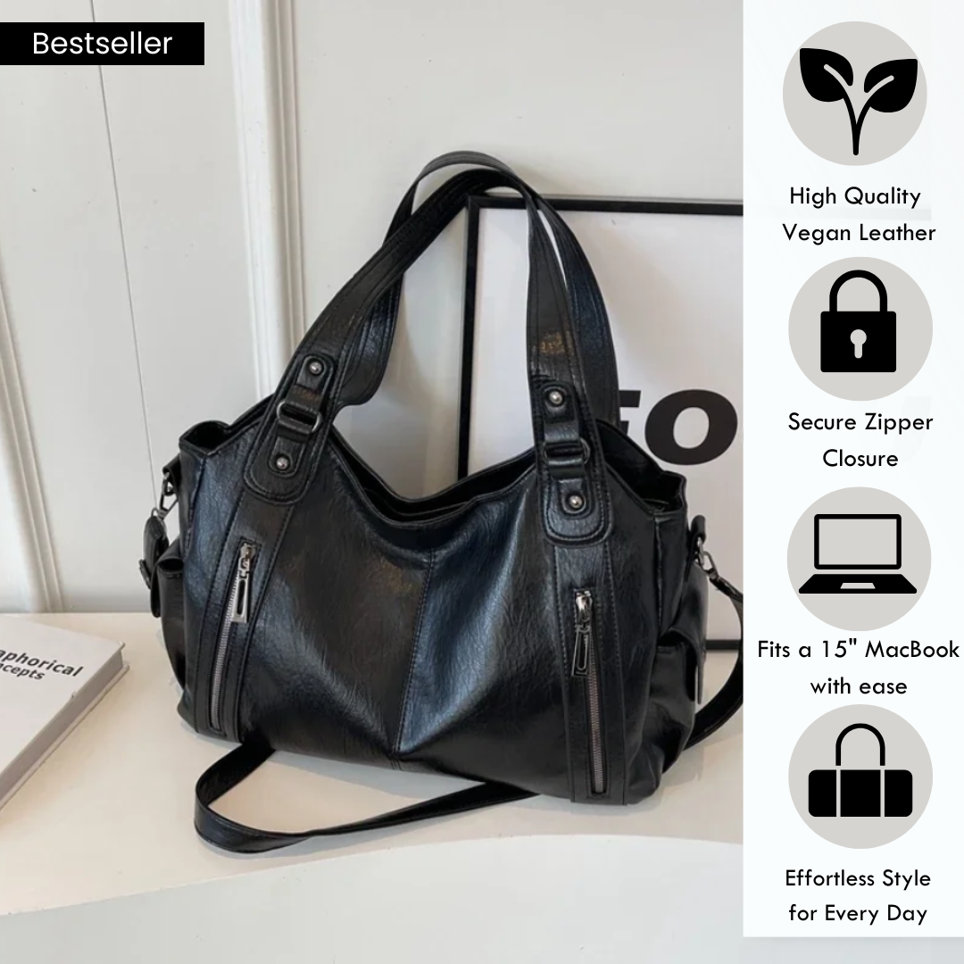 OLIVIA - Dunkelviolette Luxus Schultertasche im modernen Design