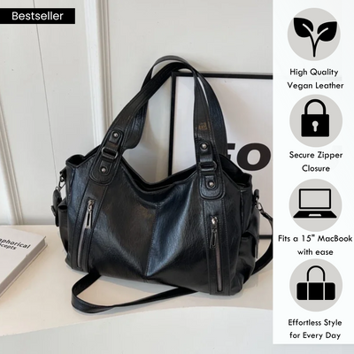OLIVIA - Dunkelviolette Luxus Schultertasche im modernen Design