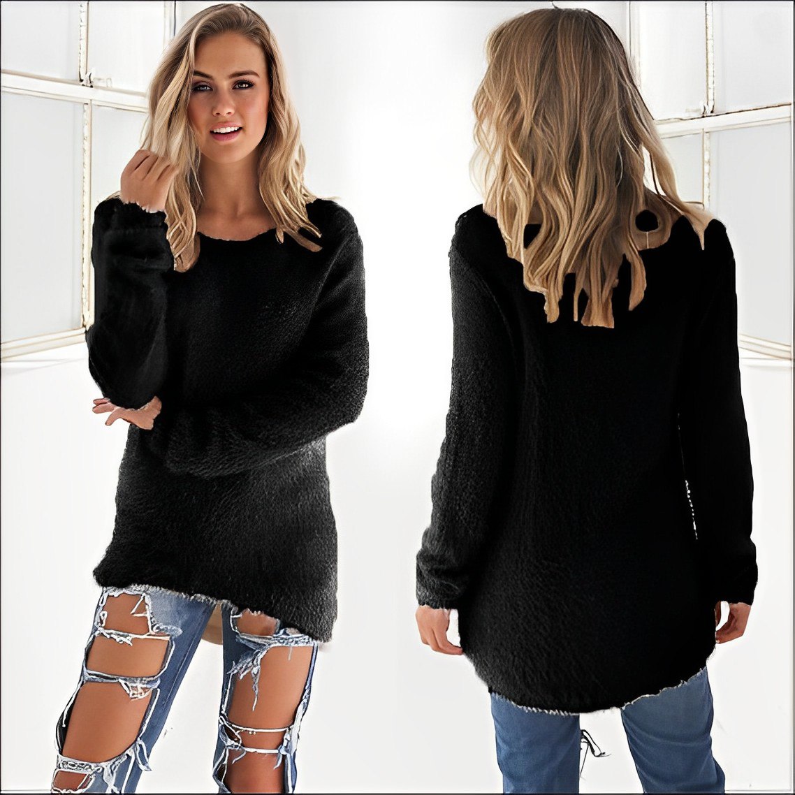 Avelena | Lässiger Langarm-Pullover mit O-Ausschnitt