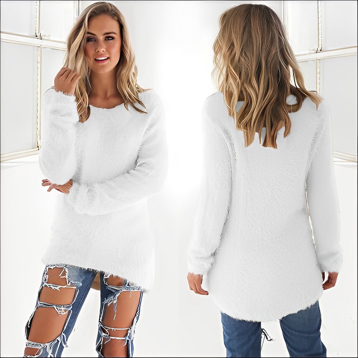 Avelena | Lässiger Langarm-Pullover mit O-Ausschnitt