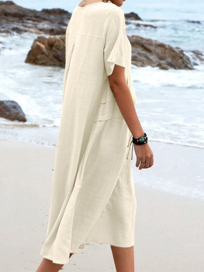 Entspanntes Kleid für Damen mit rundem Hals – Claudie