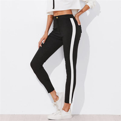 Avelena | Panel Streifen Skinny Leg Hose