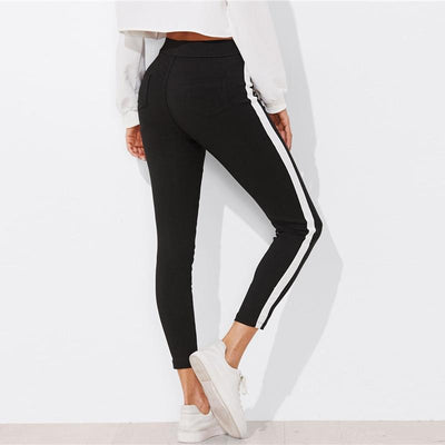 Avelena | Panel Streifen Skinny Leg Hose