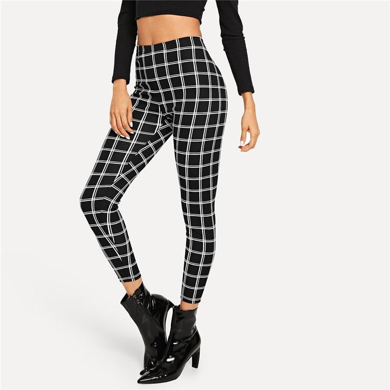 Avelena | Karierte Skinny Leg Hose mit Hoher Taille