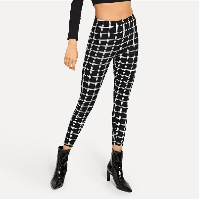 Avelena | Karierte Skinny Leg Hose mit Hoher Taille