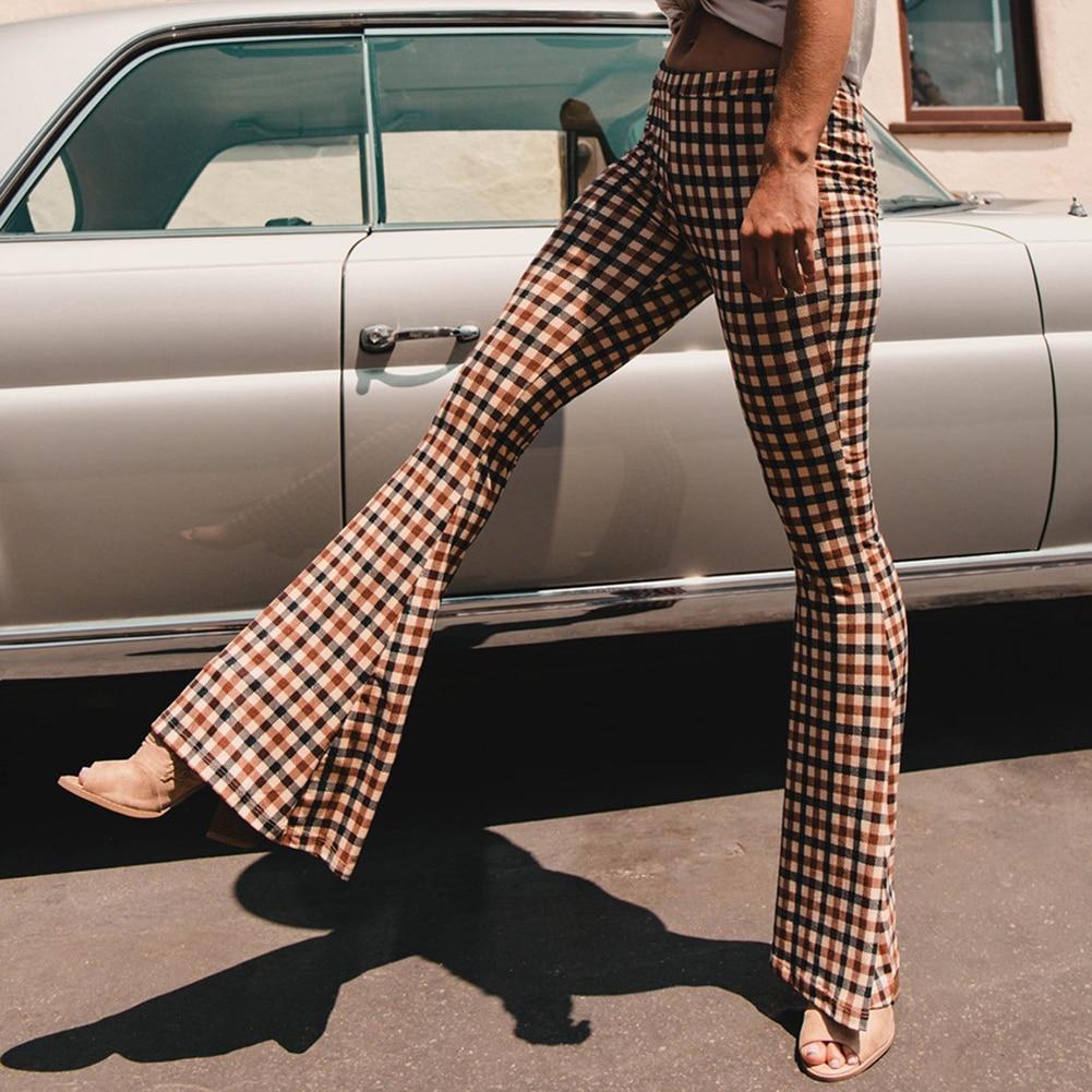 Avelena | Vintage Karierte Hose mit Glockenboden