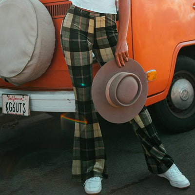 Avelena | Vintage Karierte Hose mit Glockenboden