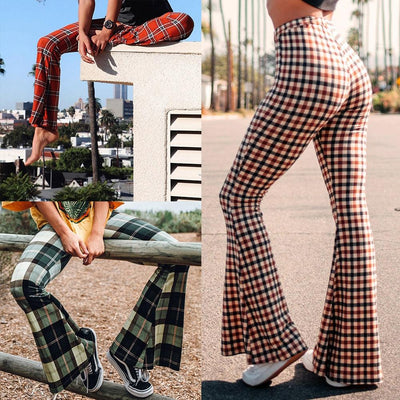 Avelena | Vintage Karierte Hose mit Glockenboden