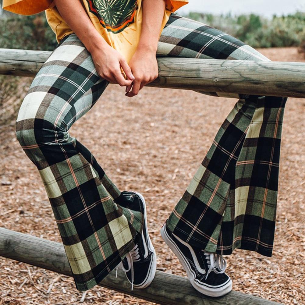 Avelena | Vintage Karierte Hose mit Glockenboden
