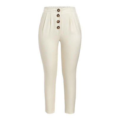 Avelena | Lässige, Lockere Hose mit Hoher Taille