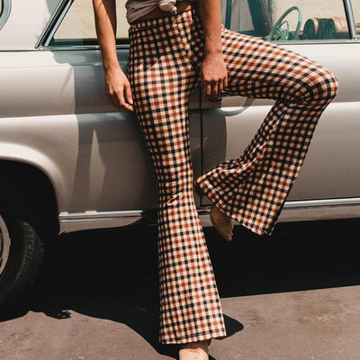 Avelena | Vintage Karierte Hose mit Glockenboden