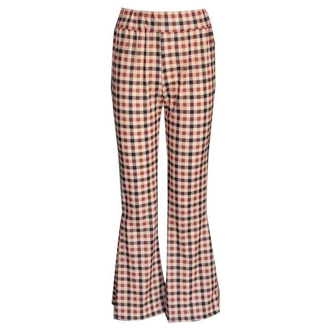 Avelena | Vintage Karierte Hose mit Glockenboden