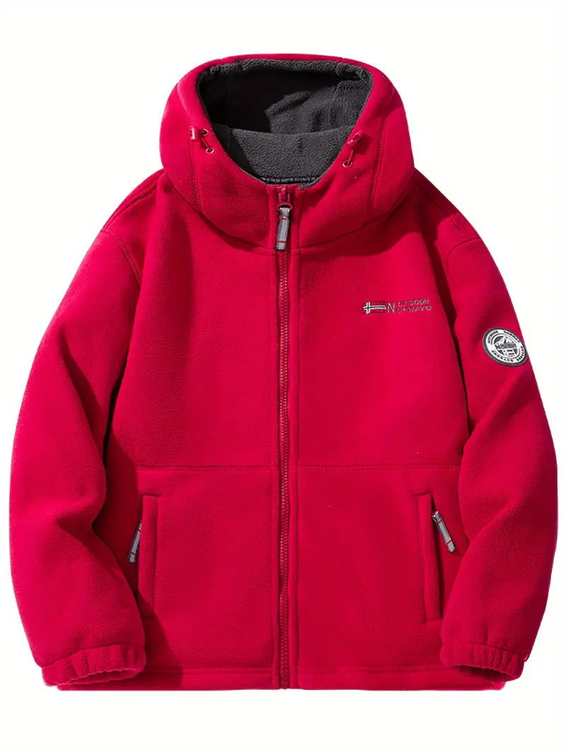 Avelena | Outdoor-Fleece Gefütterte Kapuzenjacke für Männer Polyester