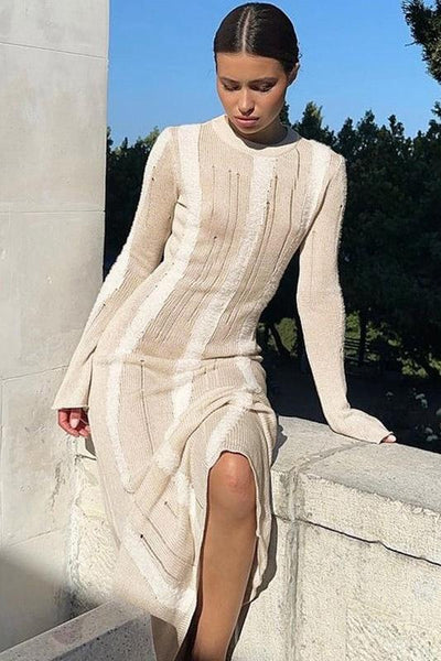 Avelena | Spleißendes Maxikleid aus Strukturiertem Strick