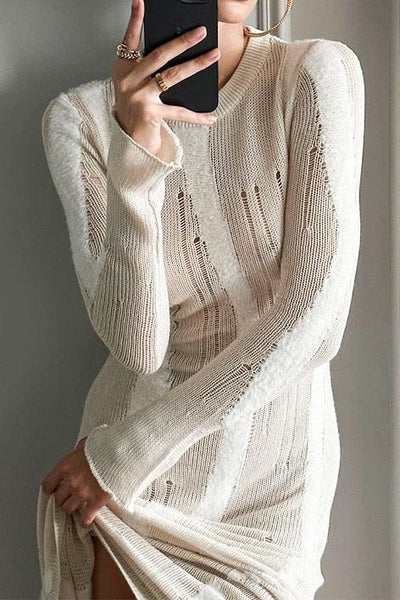 Avelena | Spleißendes Maxikleid aus Strukturiertem Strick