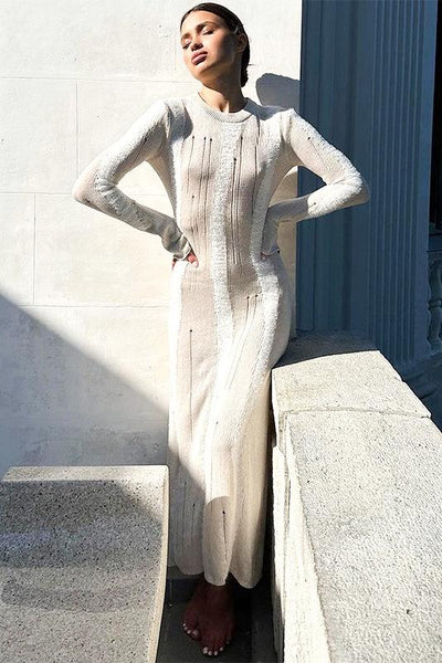 Avelena | Spleißendes Maxikleid aus Strukturiertem Strick