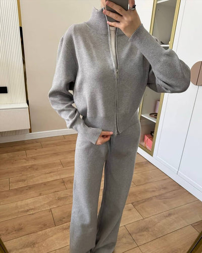 Soria | Damen Strick Set Jacke Mit Reißverschluss