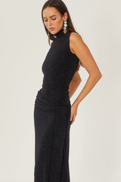 Avelena | Maxi-Strickkleid mit Metallischen Trägern