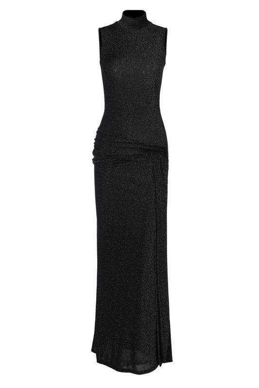 Avelena | Maxi-Strickkleid mit Metallischen Trägern