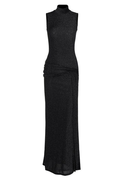 Avelena | Maxi-Strickkleid mit Metallischen Trägern