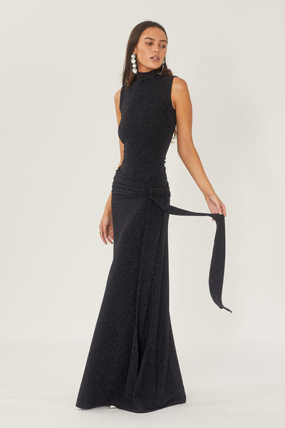 Avelena | Maxi-Strickkleid mit Metallischen Trägern