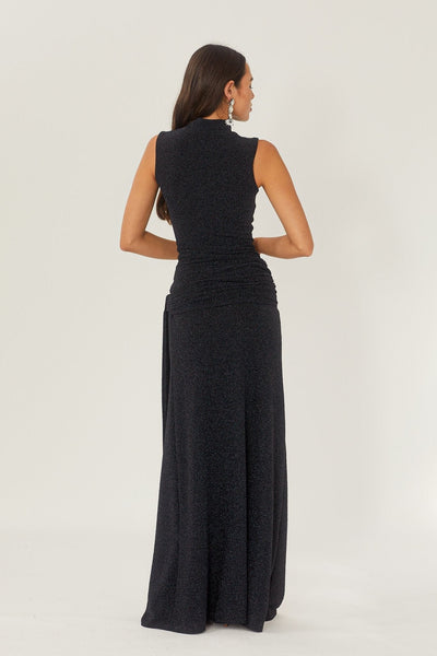Avelena | Maxi-Strickkleid mit Metallischen Trägern