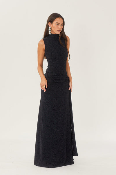 Avelena | Maxi-Strickkleid mit Metallischen Trägern