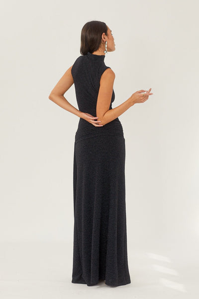 Avelena | Maxi-Strickkleid mit Metallischen Trägern