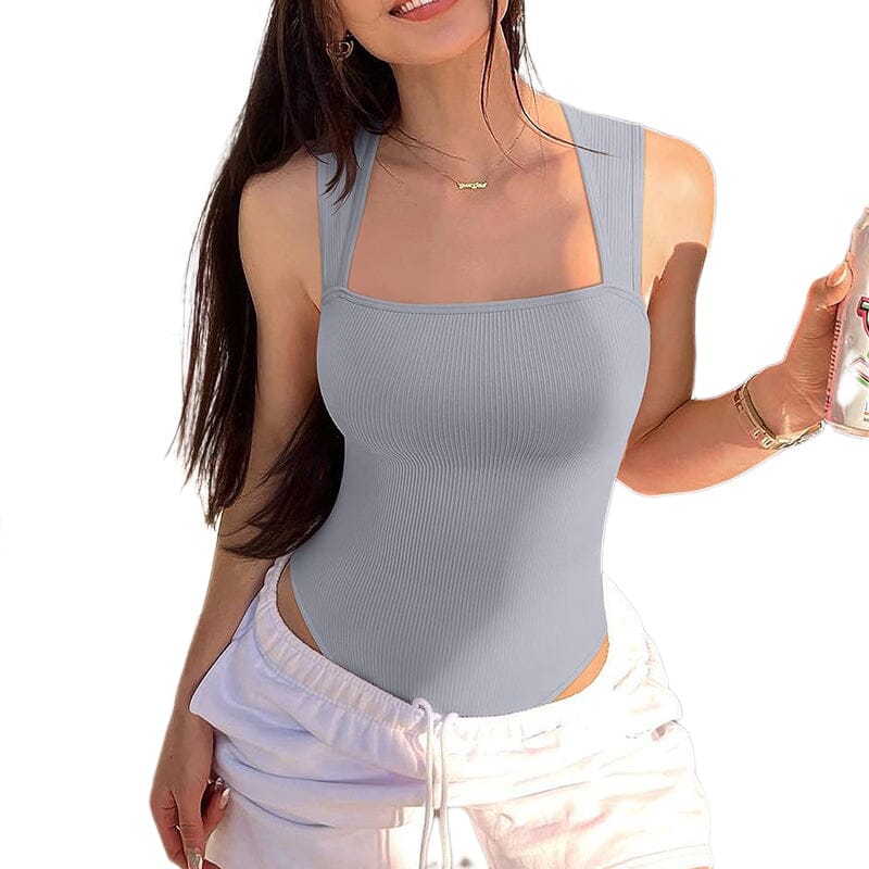 Katoka | Eleganter Rippstrick-Overall mit quadratischem Ausschnitt