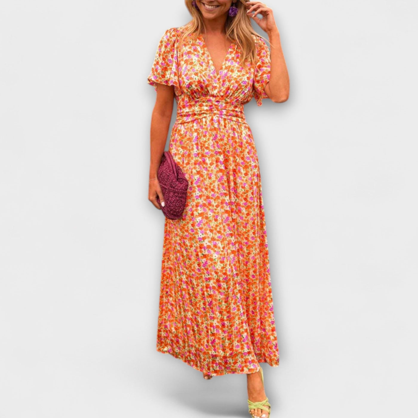 Elsie - Zeitloses V-Ausschnitt Kleid